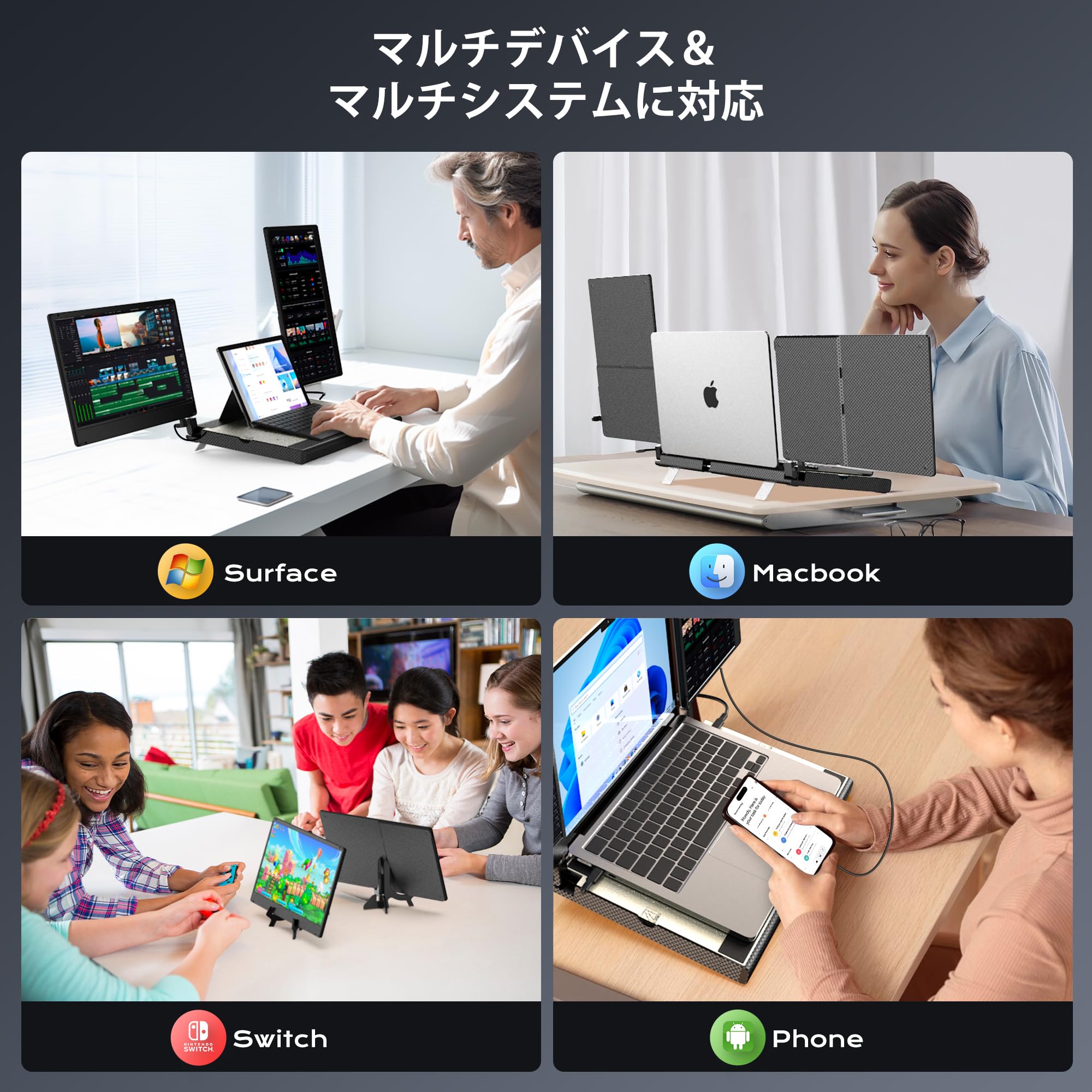 Amazon.co.jp: Kwumsy F3 モバイルモニター 2画面 トリプルポータブル